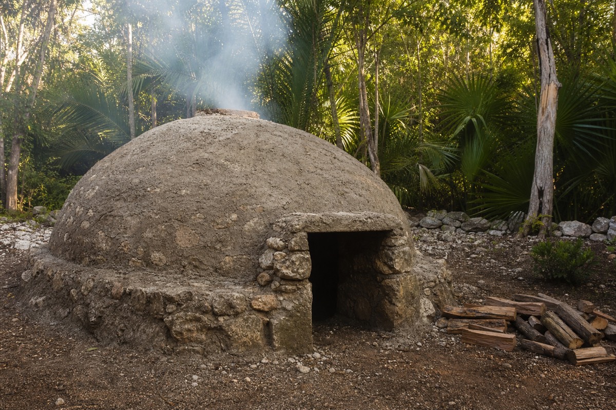A traditional Mayan temazcal steam ceremony