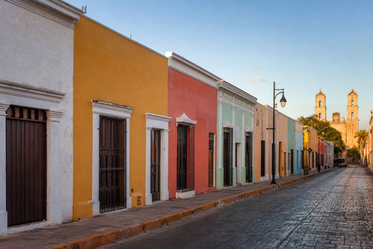 A colourful colonial street in Valladolid